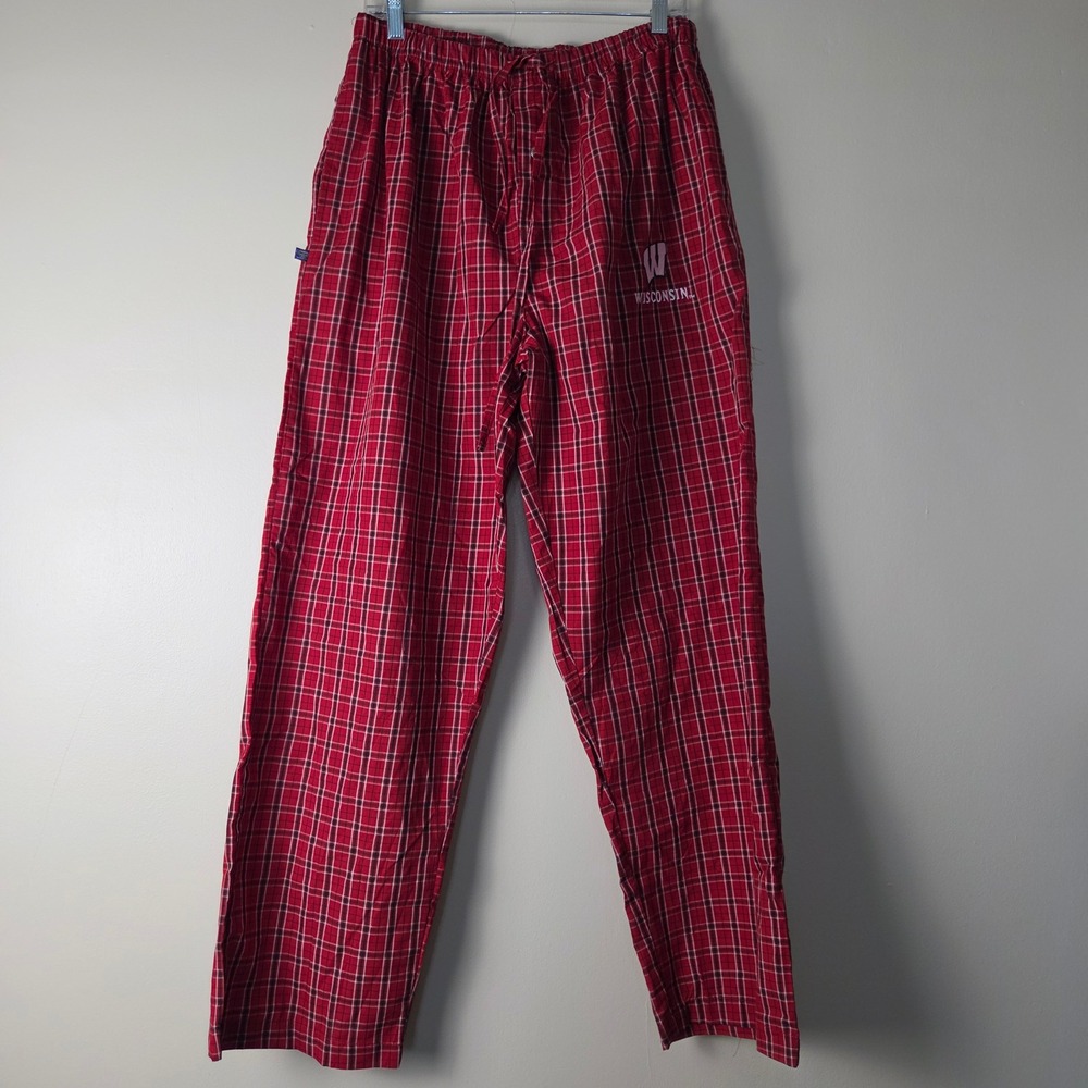 Concepts Sport Wisconsin Badgers Mens XL Red Plaid Pajama Lounge Pants NCAA